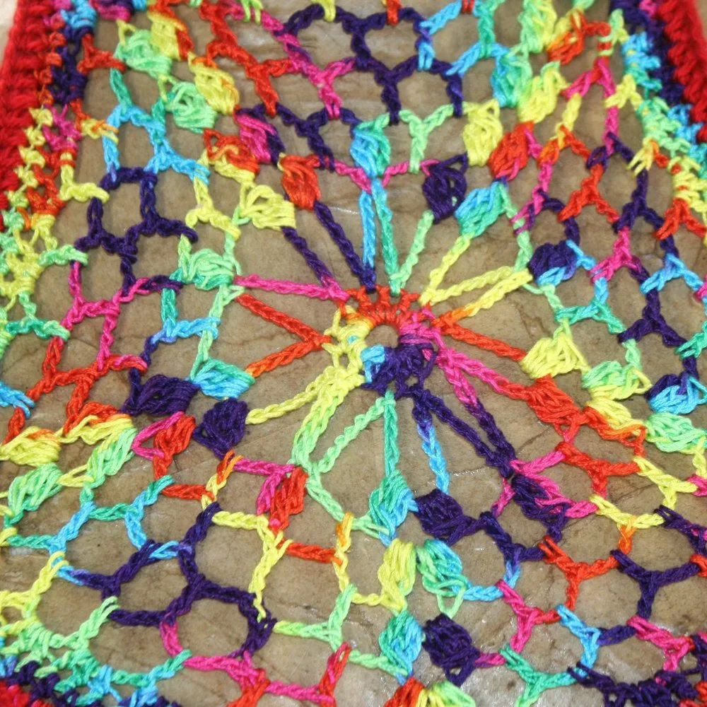 HAND CRAFTED Crop Top Crochet Halter Bikini Colorful Rainbow Pentagon Pride - Picture 2 of 13